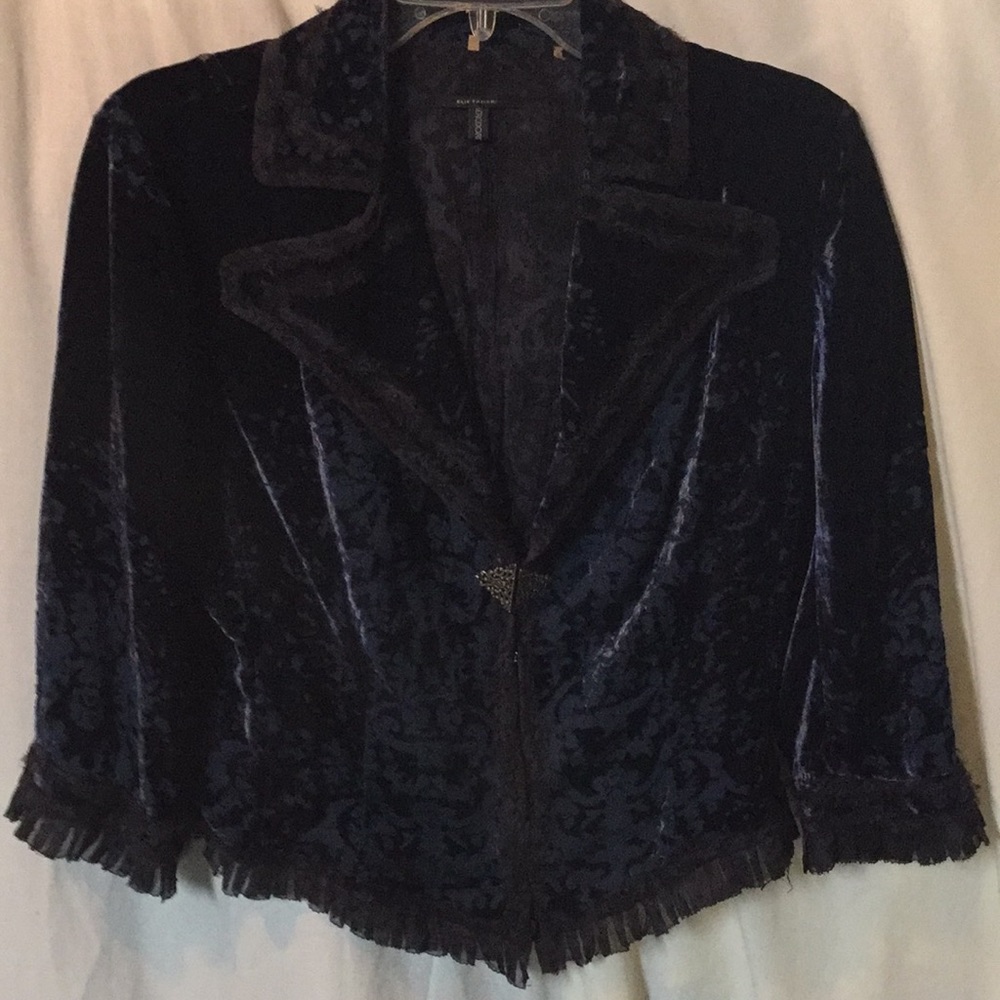 Elie Tahari Women’s Blue Velvet Dress Jacket Sz L